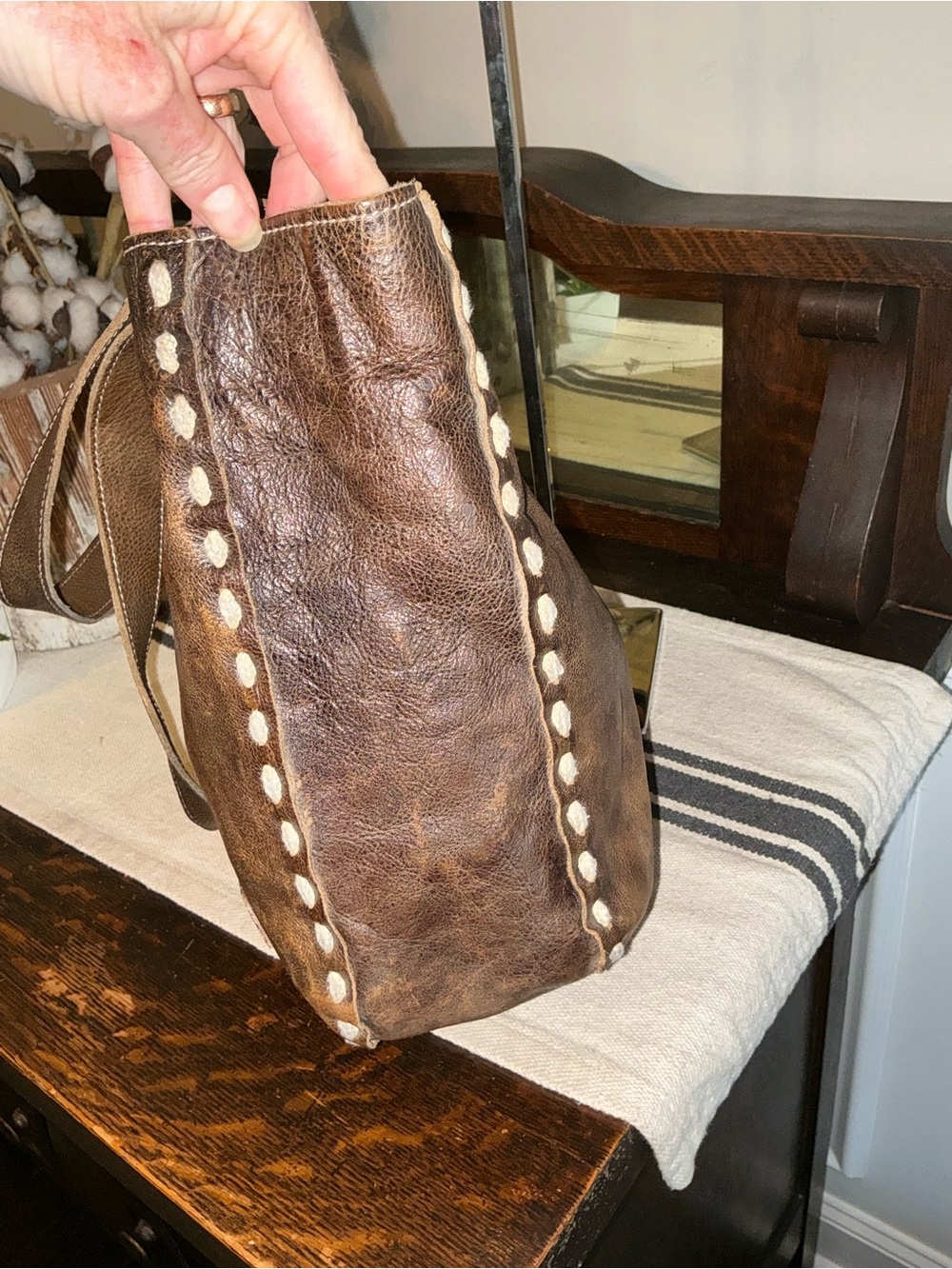 Bed Stu Leather Stevie Tote Shoulder Bag Brown Teak Rustic Retail $275 - Picture 6 of 13